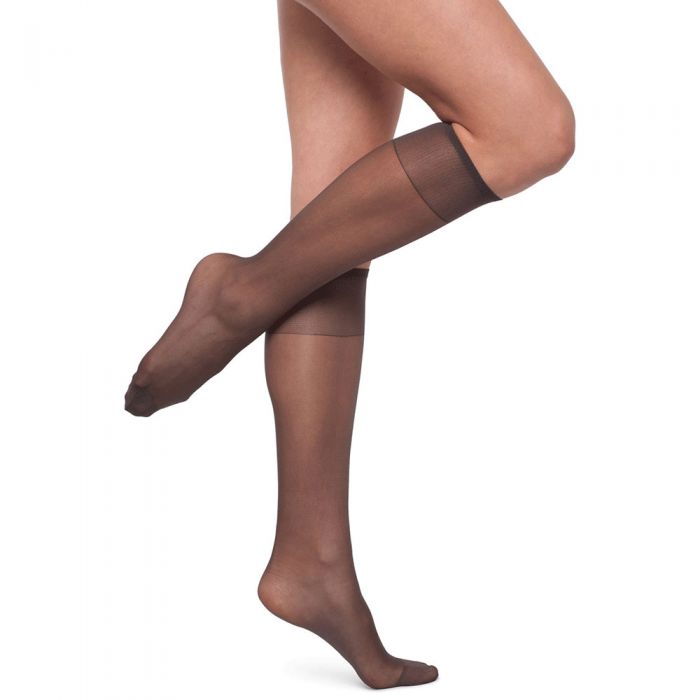 Kayser Silky Elastane Knee Highs 2-Pack H10202 Nearly Black Womens Hosiery