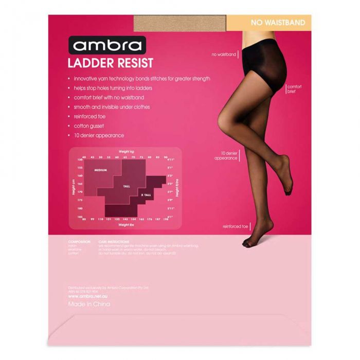 Ambra Ladder Resist No Waistband Pantyhose NOWAB Natural Zodee Australia