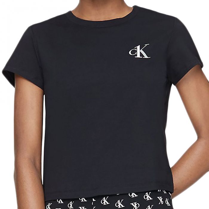 Calvin Klein Short Sleeve Bra Top in Black